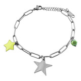 Pulsera Verde Limon Estrella Estrella Cadena Clip C:8210