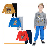 3 Conjunto Moletom Infantil Flanelado Calça Inverno Agasalho