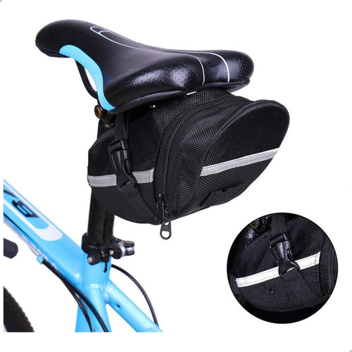 Bolsa Porta-objetos Para Selim Bike Jws Com Ziper Cor Preto