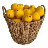 Kit 12 Frutas Artificiais Limões Amarelos Para Decorar Ceias
