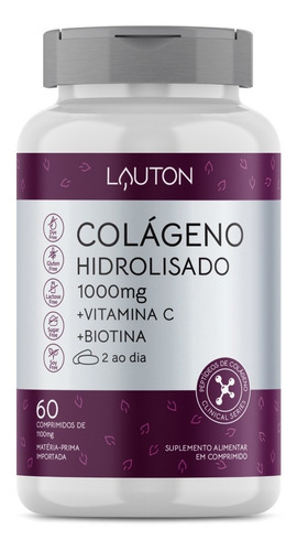 Colágeno Hidrolisado 1000mg + Vit C + Biotina 60 Tabs Lauton