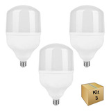 Kit 3 Lâmpada Led Bulbo Rosca E27 Bivolt Branco Frio 50w Cor Da Luz Branco-frio 110v/220v