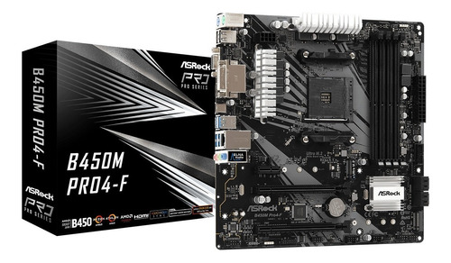 Placa Mãe Asrock B450m Pro4-f Amd Am4 Ryzen Ddr4 B450