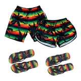 Kit Mozão Conjunto Short De Casal + Chinelos Combinando Top