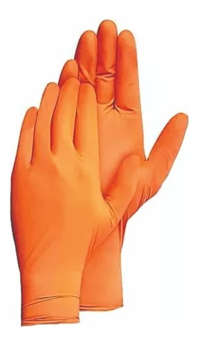 Guantes Nitrilo Naranja Talla Chica 100pz