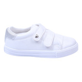 Tenis Infantil Menina Branco Sapato Detalhado Glitter 