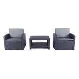 Juego De Jardin Rattan Grafito 2 Sillones + Mesa + Envio!!!!