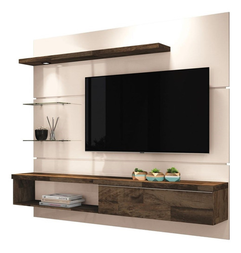 Painel De Tv C/ Bancada Ores 1.8 Off Whithe/deck - Hb Móveis