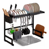 Seca Platos Organizador Acero Escurridor Bacha 65cm C/negro