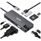 Hub Usb C, Adaptador Usb C 9 En 1 Con 4k Usb C A Hdmi, Vga,