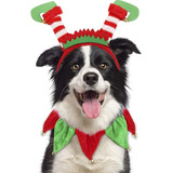 Disfraz Perro Navidad Diadema Duende Mascotas Y Tutu Navidad