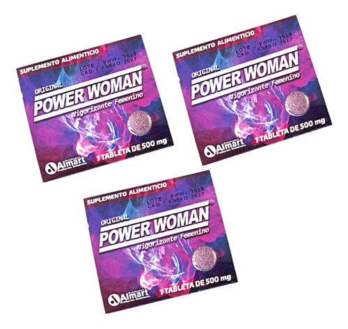 Power Woman Cartera Pastilla Rosa 3 Tabletas De 500mg
