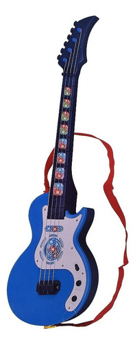Guitarra Musical A Pila Acústica Con Correa Estilo Color Azul