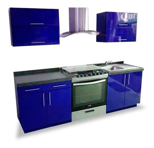 Cocina Integral Moderna Trípoli Derecha P/estufa 2.40m Azul.