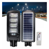 Luminária Solar Led 200w Poste De Rua Publica Prova D'água Com Sensor Controle Refletor Lumi