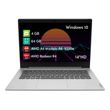 Notebook Lenovo Ideapad 81vs000 4gb 64gb Amd A6 14  Hd Win10