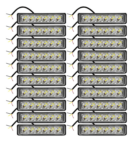 10 Par Faro Barra 6 Led Con Estrobo Auto Moto Rzr 4x4