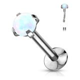 Piercing Titanio Astm Labret Opal Engarzado