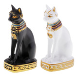 Escultura De 2 Piezas De Bast Bastet, Gato Egipcio