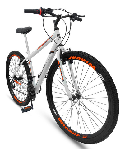 Mountain Bike Ello Bike Velox Aro 26 21v Freios V-brakes Câmbios Ltx Cor Branco/laranja Com Descanso Lateral
