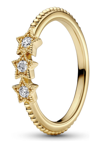 Anillo Pandora Estrella Celestial Recubrimiento Dourado