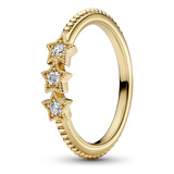 Anillo Pandora Estrella Celestial Recubrimiento Dourado