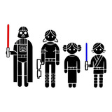 Sticker Vinil Adhesivo Carro Familia Star Wars 1-4 Integrant