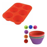 Forma De Silicone Cupcake 12 Uni + Forma Silicone 6 Cav