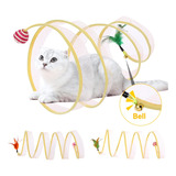 Brinquedo Túnel Dobrável Mola Flexivel Para Gato Interativo