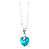 Colgante Punto De Luz Plata 925 Swarovski Corazón Turquesa