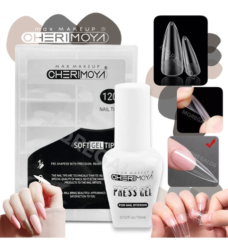 Combo Tips Para Soft Gel + Esmalte Gel Press On Cherimoya 