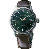 Relogio Seiko Srpd37j1 Presage Verde Coquetel Moncking Bird Cor Da Correia Marrom Cor Do Bisel Prateado