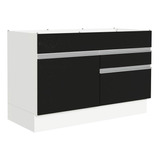 Balcão Gabinete Pia 1 Porta 2 Gaveta Bp S Tampo Glamy Madesa Cor Branco/preto