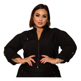 Jaquetinha Bomber Feminina Casaquinho De Frio Camisa Ziper