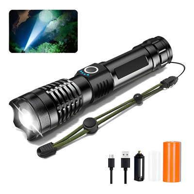 Linterna Táctica RedLizard LED XHP70 Recargable 10000lm 5 Modos USB Aluminio | Meses sin interés