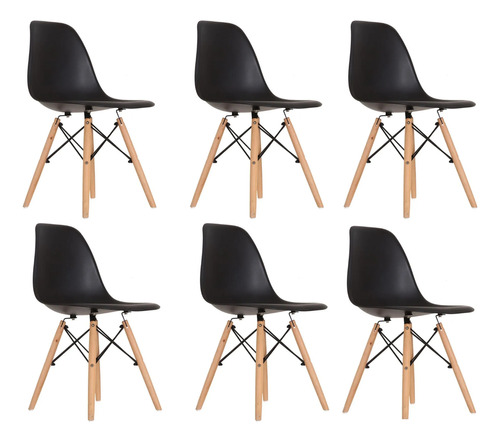 Kit 6 Cadeiras De Jantar Charles Eames Eiffel Dsw Escritório
