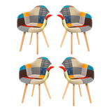 Sitial Pack 4 Poltrona Eames Patchwork Multicolor Naranja