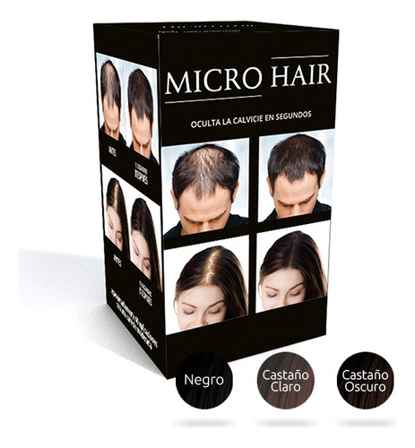 Micro Hair, Oculta Calvicie, Alopecia: Negro,oscuro Y Claro