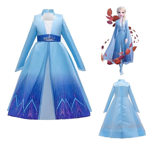 Vestido Con Capa Elsa Princesa Frozen Disfraz De Fiesta