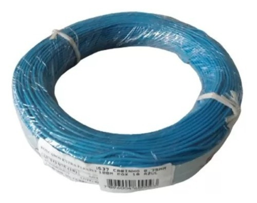 Rolo Fio Cabo 0,75mm (18 Awg) 100 Mts Cabinho Extra Flexível Cor Azul