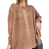 Maxi Sweater Oversize Trenzado Talle Especial Mujer Invierno