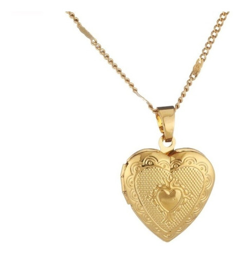 Relicario Collar Mujer Corazón San Valentîn Baño En Oro