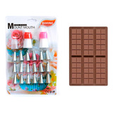 Kit Pasteleria Molde Chocolate Silicona+ Set X24u Boquillas 