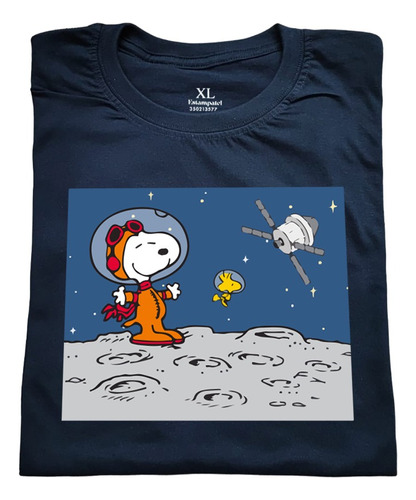 Camiseta Estampada Snoopy Astronauta Luna