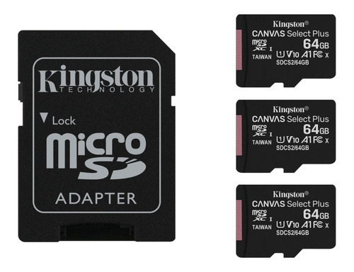 Pack De 3 Memoria Micro Sd 64gb Canvas Select Plus Kingston