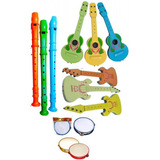 Kit 12 Brinquedos Viola Guitarra Pandeiro Flauta Atacado