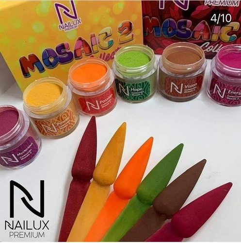 Colección De 6 Polímeros Mosaic 2 Nailux Premium 7g C/u