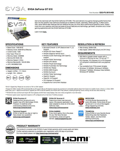 Evga Geforce Gt 610 Supercloked 2gb