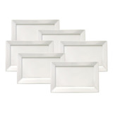 Set X6 Platos Rectangular Blancos 30x20 Oxford Tipo Bandeja