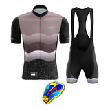 Conjunto Ciclismo Masculino Strava Bretelle E Camisa Roupa